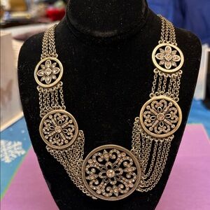 Lia Sophia Silver Floral Medallion Necklace